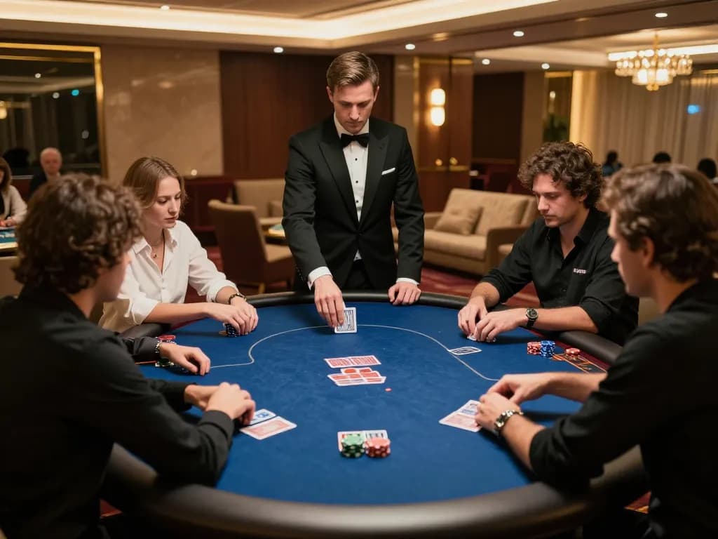 Engaged players enjoying a high-stakes poker game at AU88, showcasing a luxurious atmosphere
