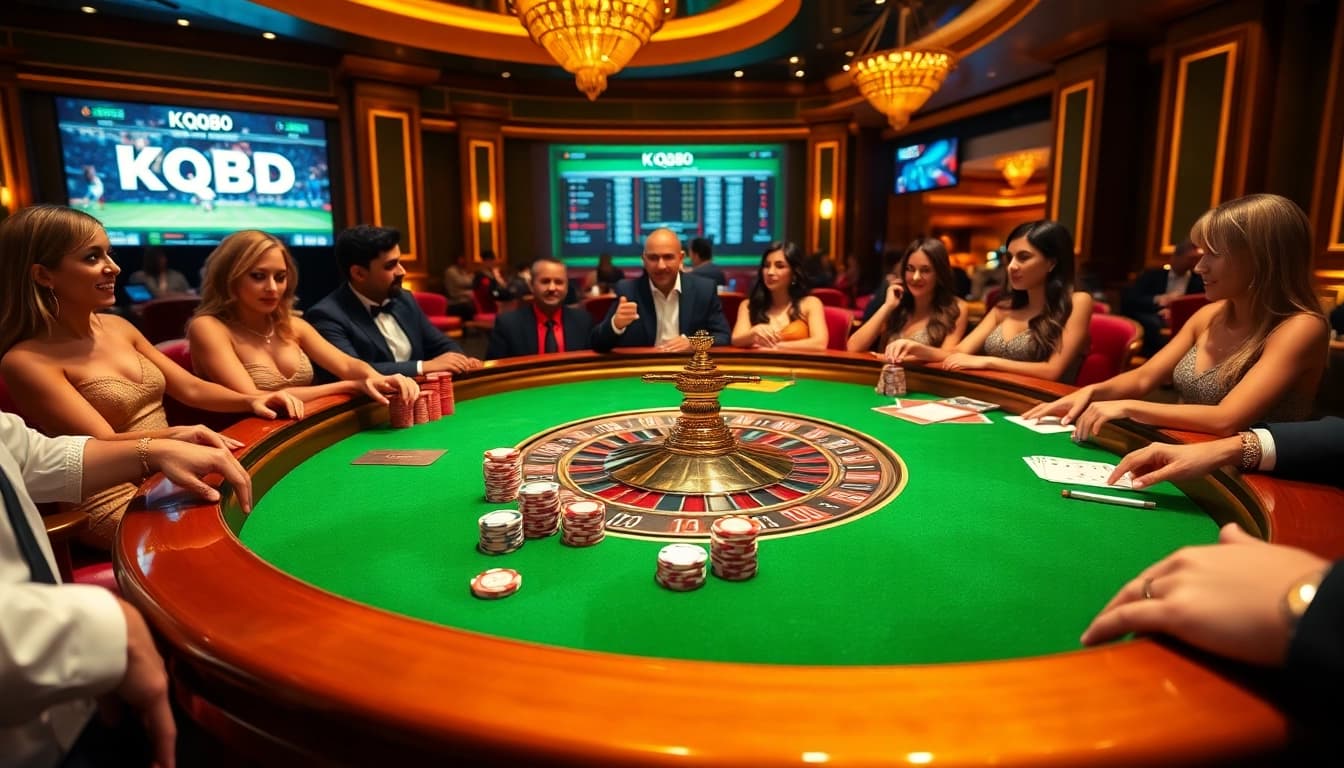 Experience the excitement of KQBD in a vibrant casino with roulette and live sports scores.