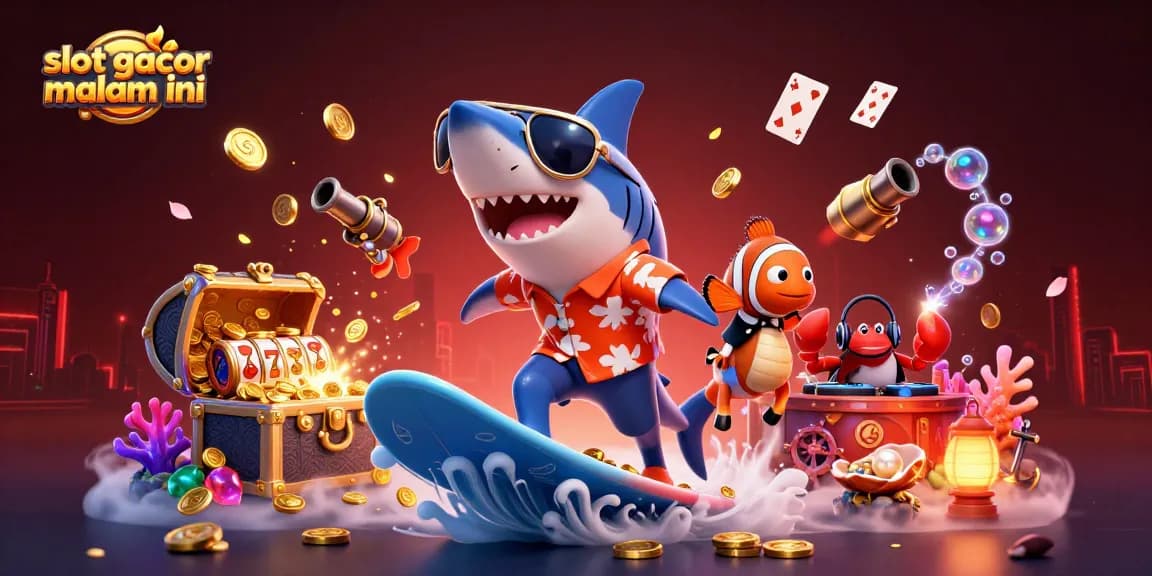 Experience the excitement of slot gacor malam ini with this vibrant 3D casino scene filled with action.