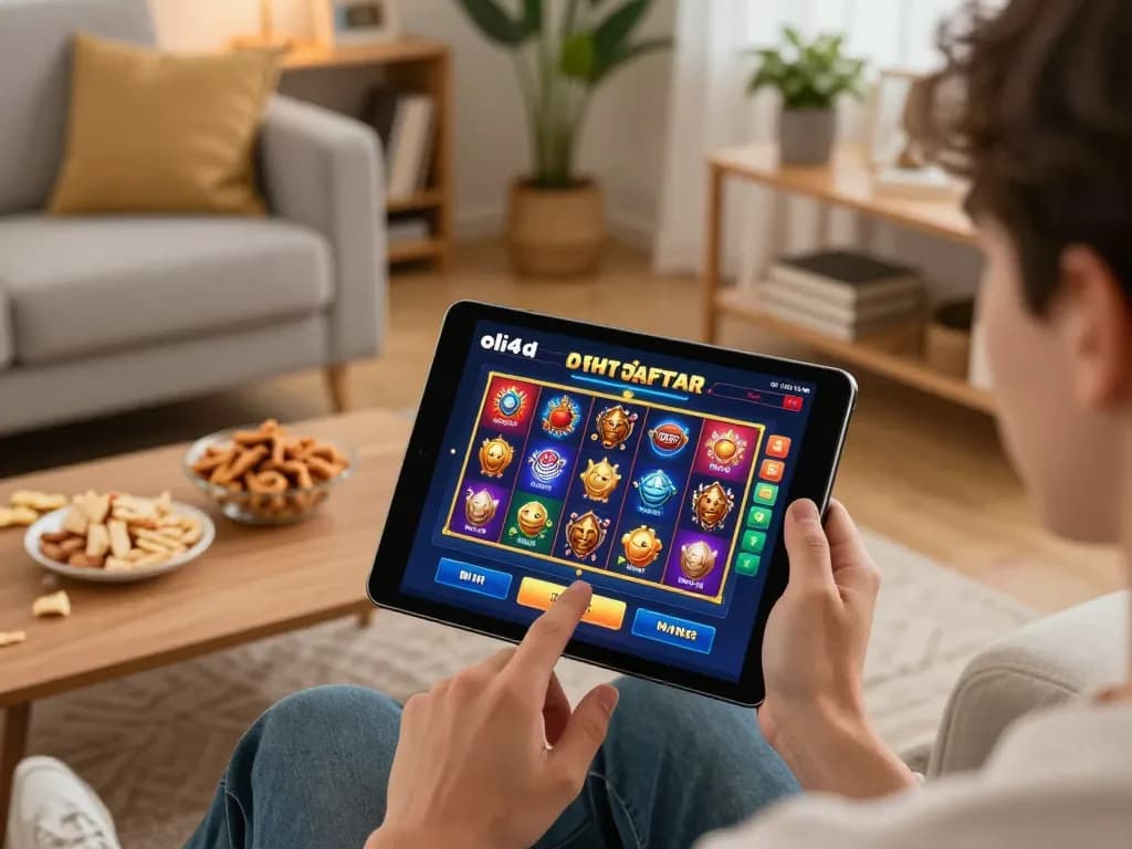 Engaging with the oli4d daftar interface during a fun online gaming session at home.