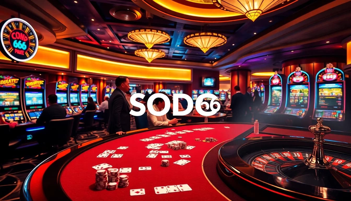 Experience the excitement of gambling at SODO 66 with vibrant casino tables and thrilling games.