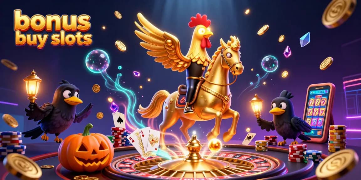Engage with bonus buy slots and experience thrilling gameplay in this rich 3D casino scene.