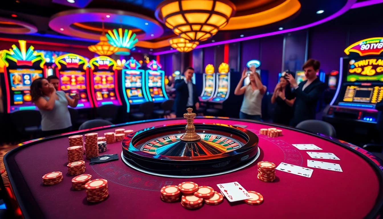 Experience the thrill of no hu gaming at a luxurious casino table, filled with vibrant energy.