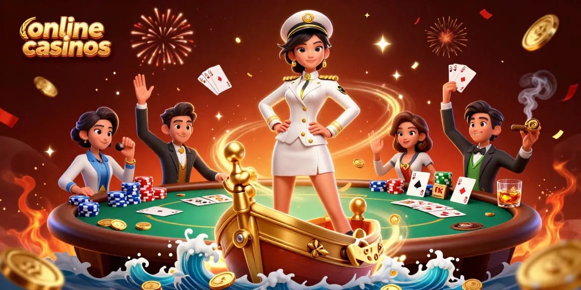 Engage with thrilling online casinos featuring vibrant scenes of poker action and celebration.