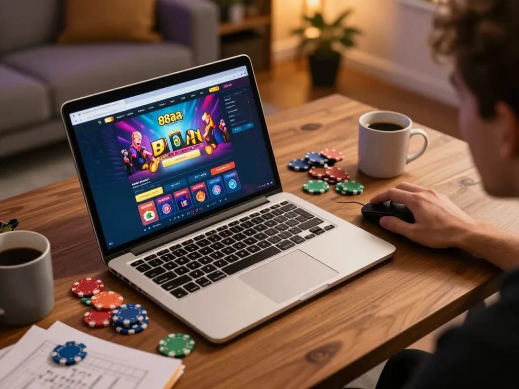 Engaging gameplay at 88aa games online casino with vibrant chips and strategy notes