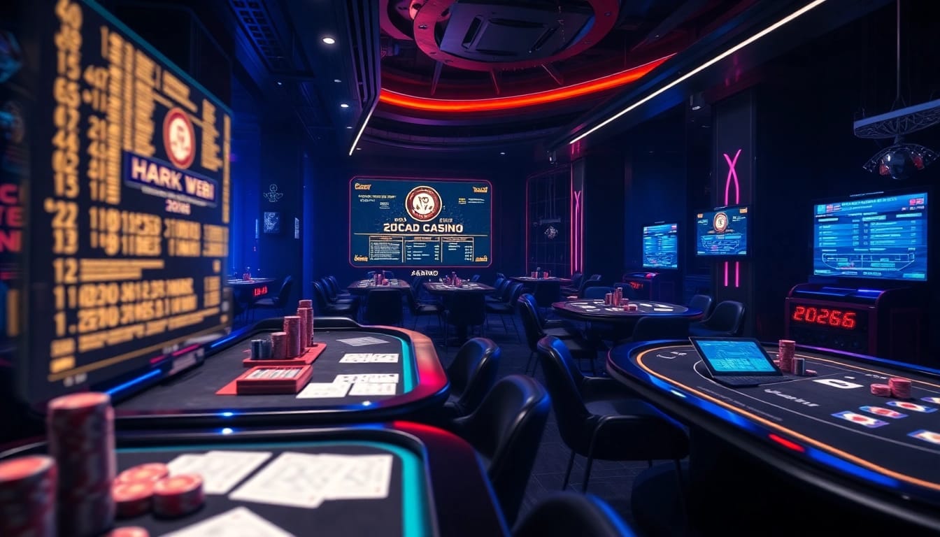 The hidden wiki 2026 illustrated in a luxurious dark web casino setting filled with digital gambling elements.