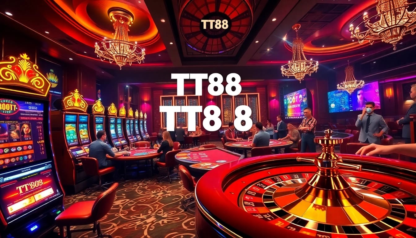 Thrilling gaming experience at TT88 casino featuring poker, slots, and roulette.