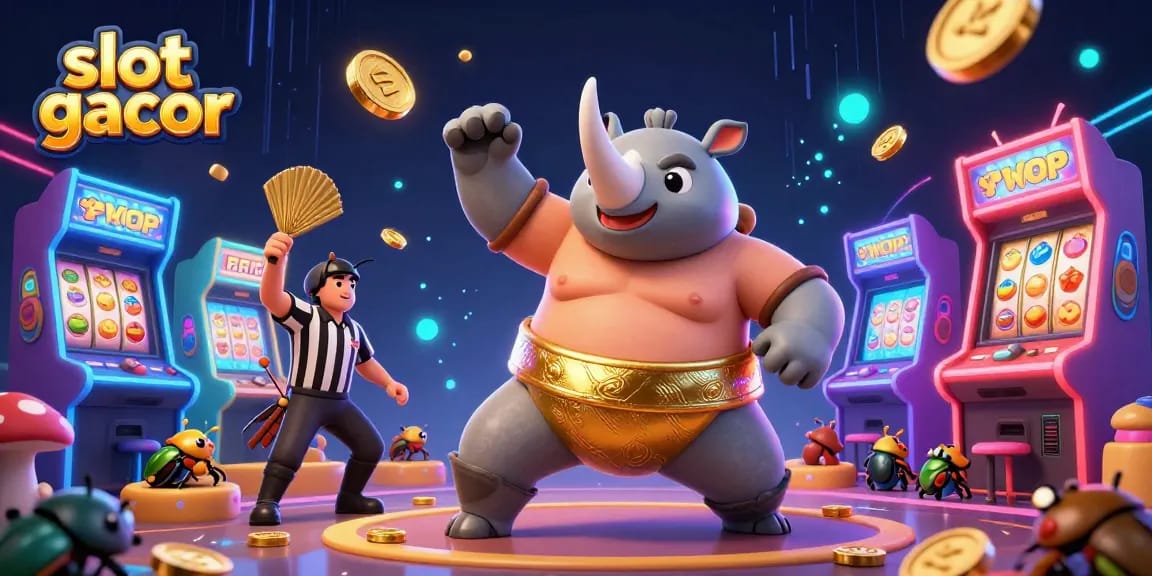 Permainan slot gacor yang menunjukkan banyak koin emas terbang di sekitar kejuaraan kejuaraan keong.