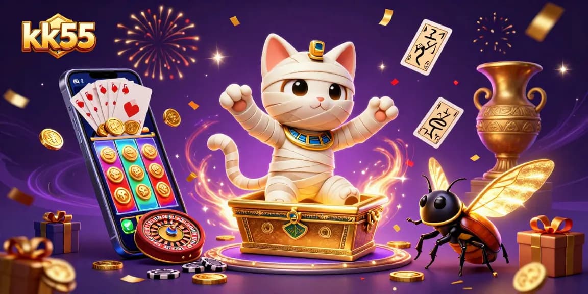 Experience thrilling gameplay with kk55 illustrated in a vibrant 3D casino scene featuring dynamic gaming elements.