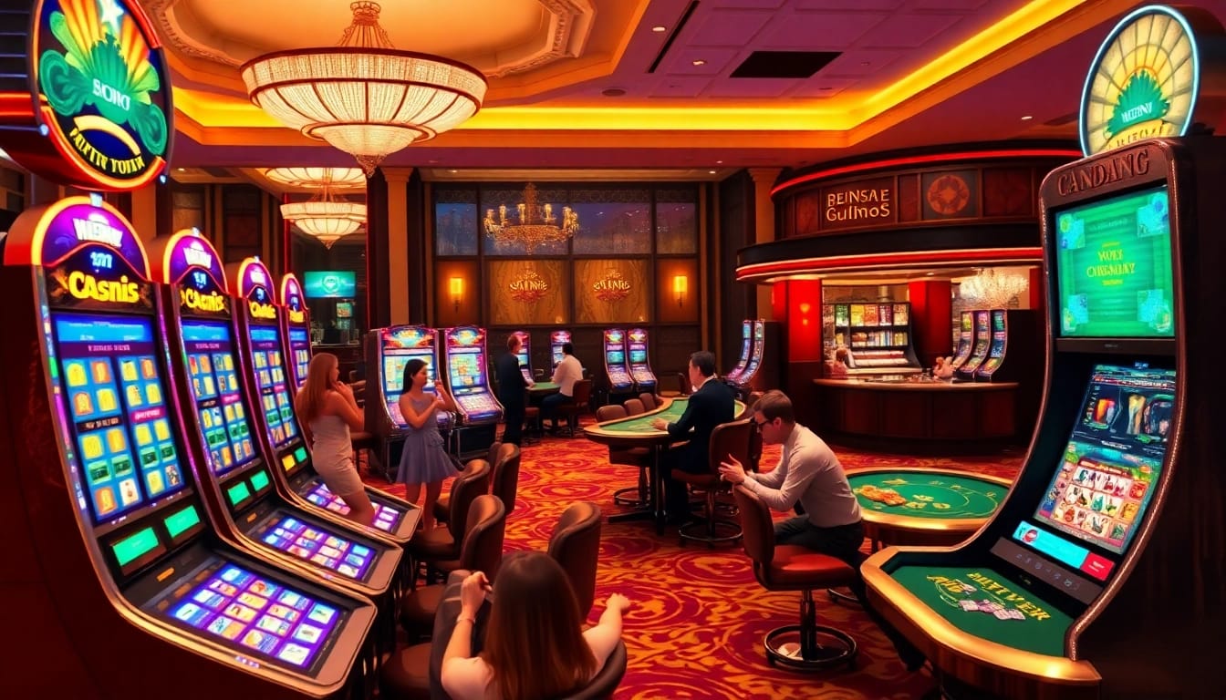 Erleben Sie aufregende casino-spiele de in einem luxuriösen Casino mit festlicher Atmosphäre.