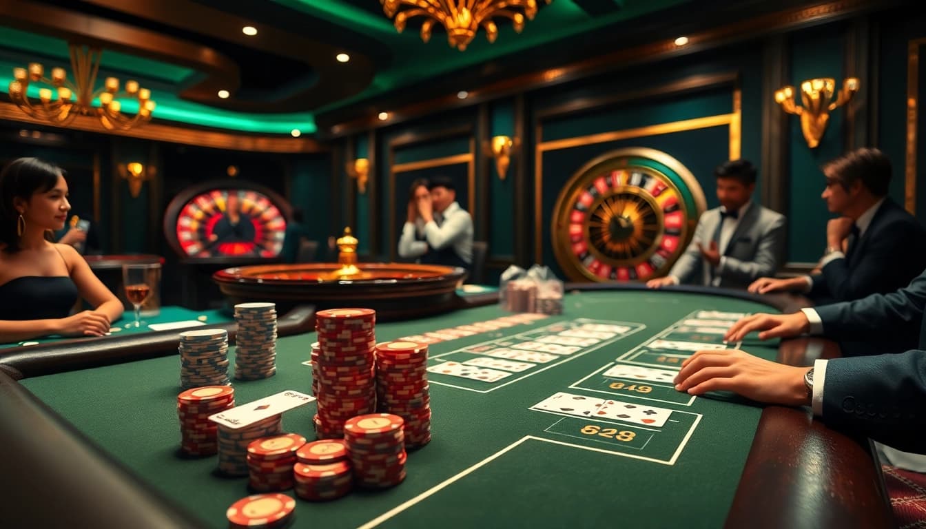 Players engaging in thrilling Blackjack action at the 98win club casino.