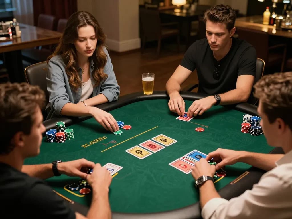 Experience thrilling poker action at home with shbet.free, showcasing friends engaged in a competitive game.