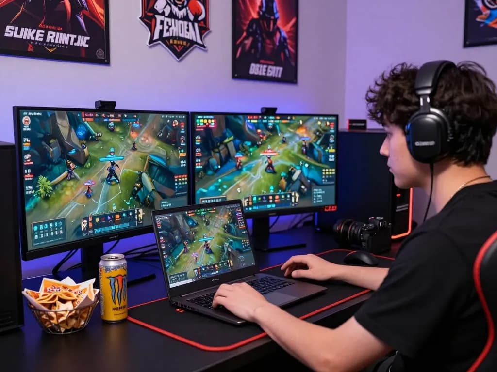 Engaged Dota 2 fan at https://gglbetsg.org/dota2-betting/ placing bets with live match stats and gaming ambiance.