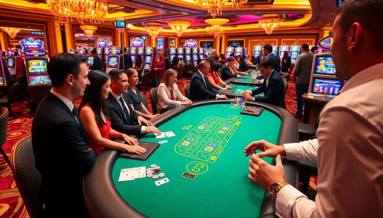 Engage in thrilling gameplay at NA777 with professional dealers and vibrant casino ambiance.