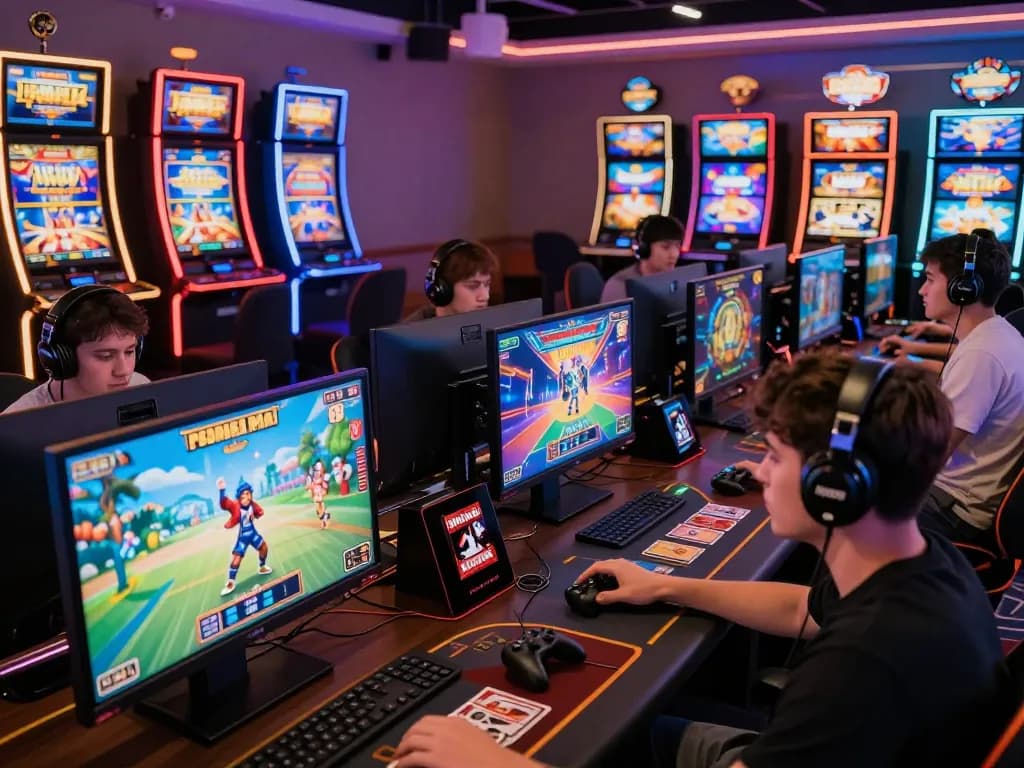 Players immersed in the vibrant gaming experience at nhà cái nk88, enjoying various casino games with engaging visuals.