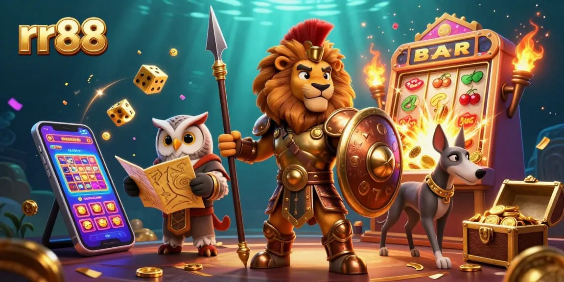 Experience thrilling action with rr88 in a vibrant casino scene featuring characters and dynamic game elements.