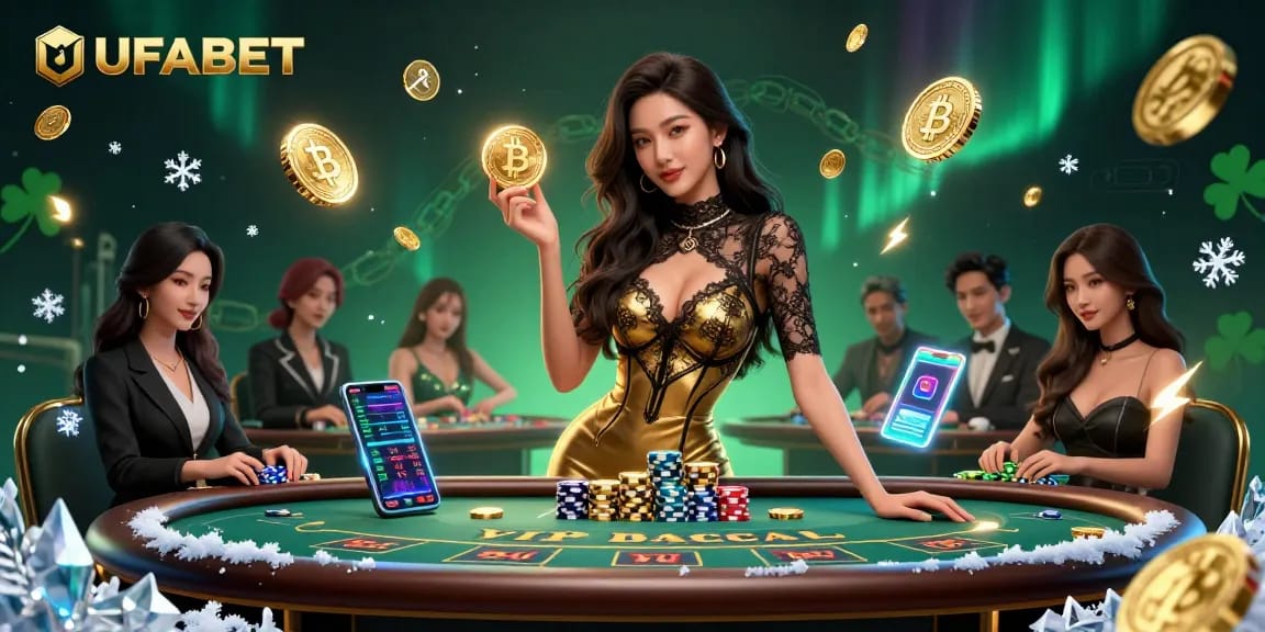 Experience high-stakes betting at UFABET with a glamorous Asian dealer and exclusive casino vibes.