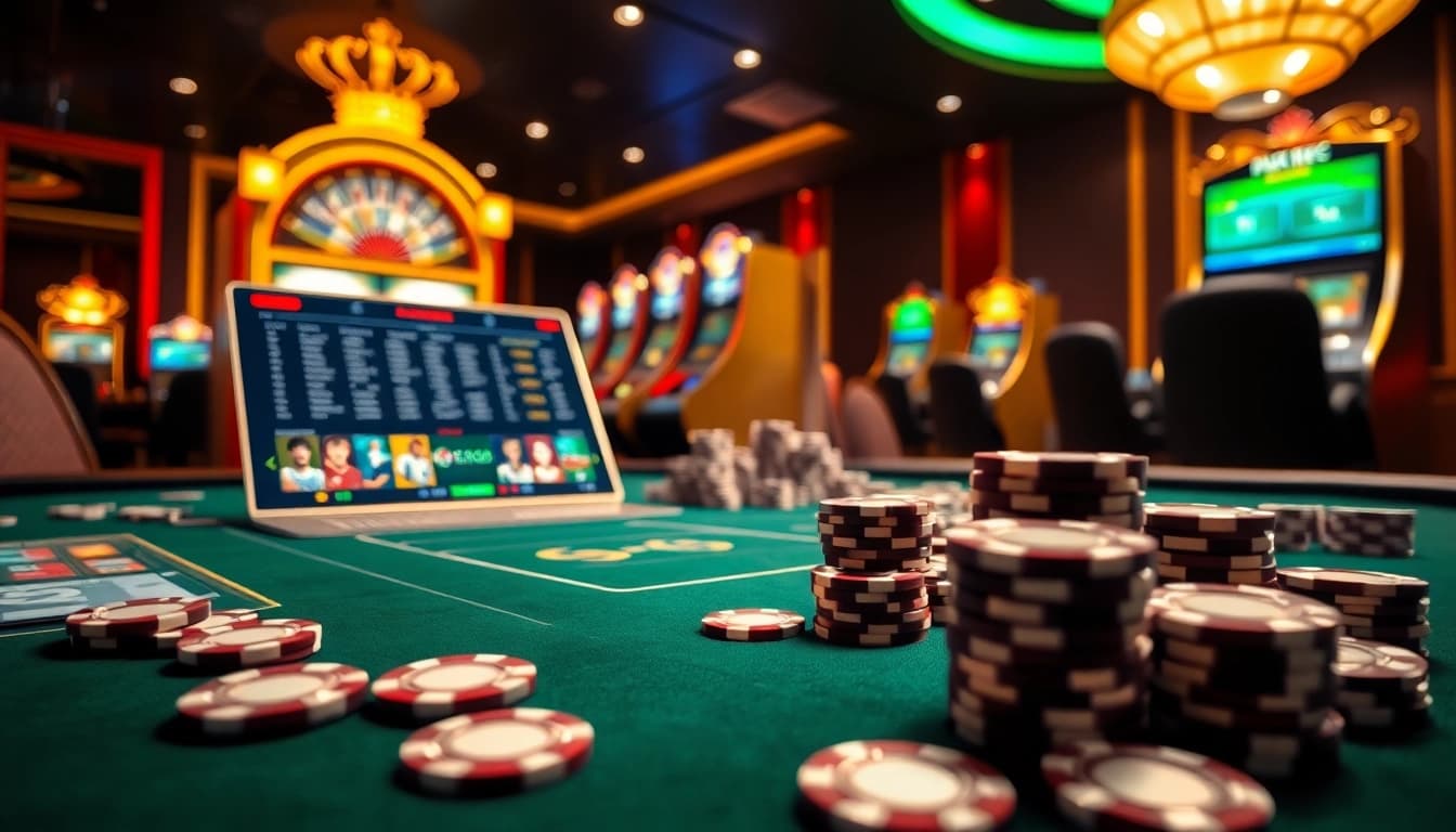 Experience Agen Judi Bola with thrilling betting action at a luxurious casino gaming table.