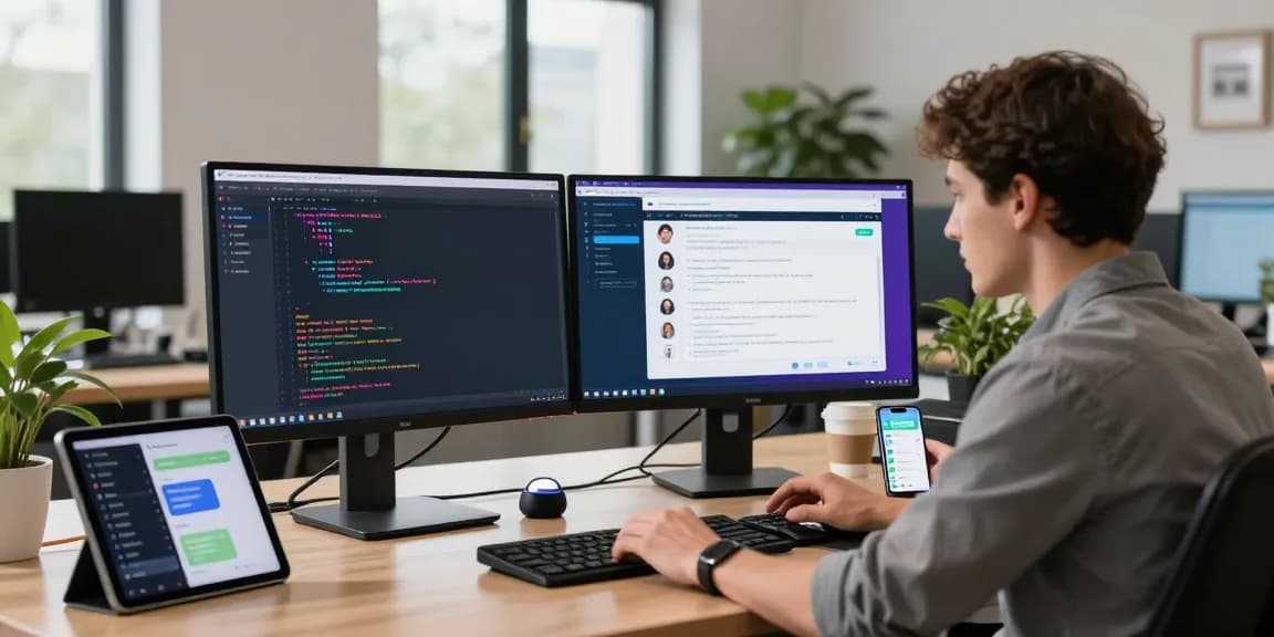 Developer interacting with spicy ai chatbot in a modern tech workspace