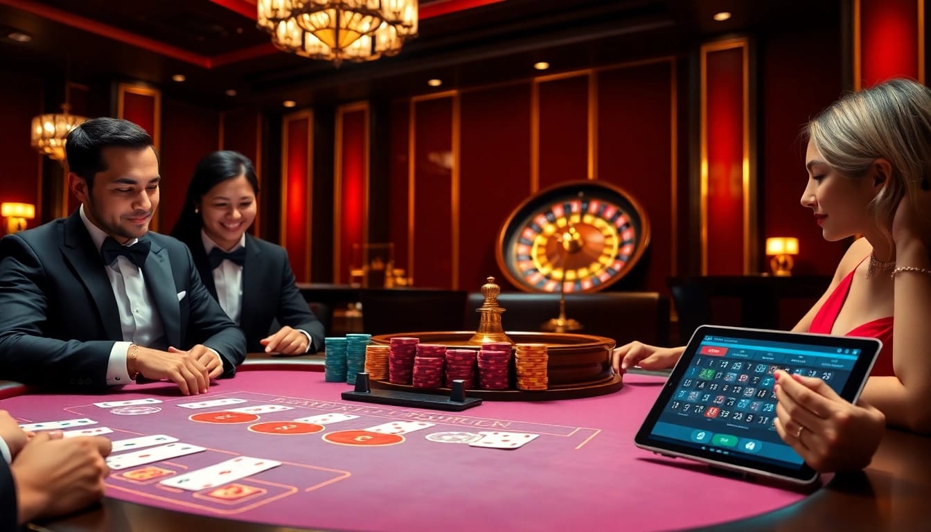 Experience the excitement of DF999 Casino with blackjack tables and vibrant players.