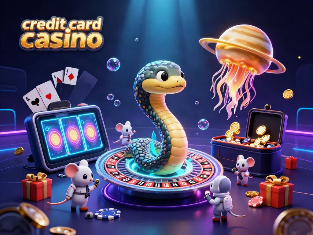 Experience credit card casinos in action with vibrant 3D cosmic characters playing and betting!