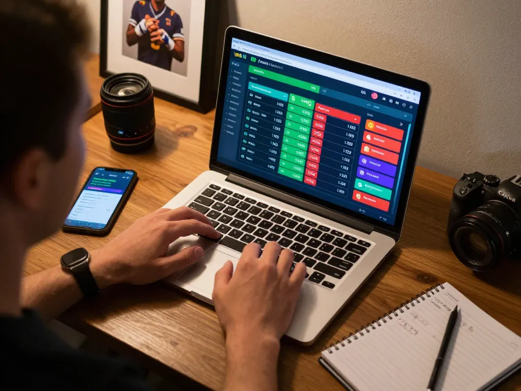 Engaging online sports betting at cm88 with a person analyzing live statistics.