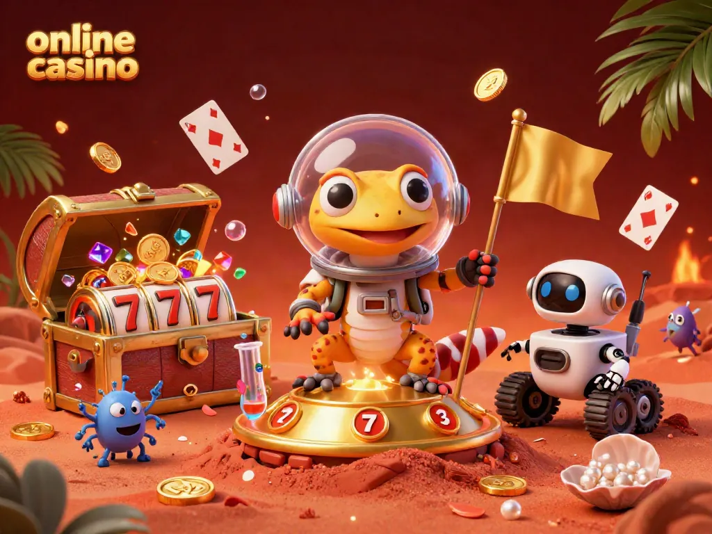 Experience thrilling moments at this online casino illustration featuring exciting characters and vibrant elements.