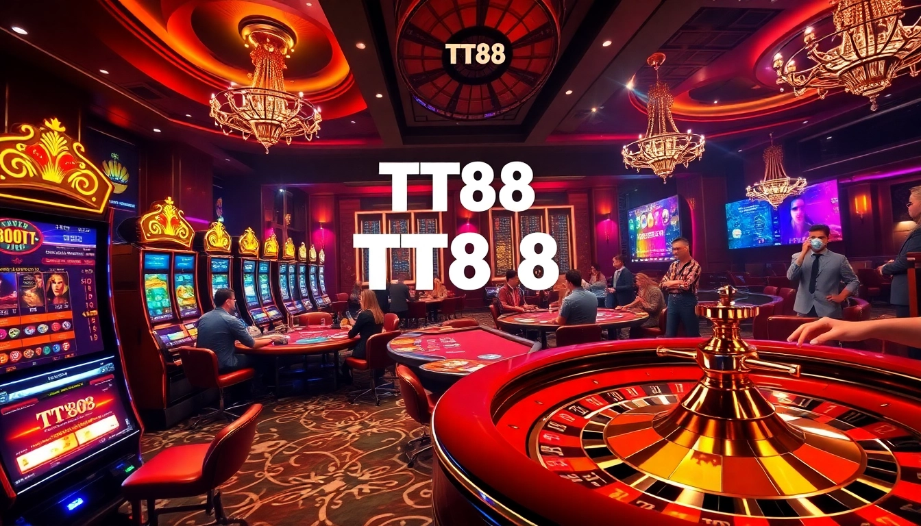 Thrilling gaming experience at TT88 casino featuring poker, slots, and roulette.