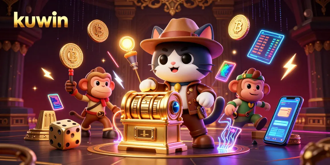 Experience thrilling wins with kuwin as the explorer cat discovers a golden artifact in this dynamic casino scene.