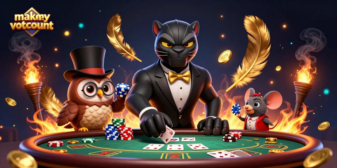 Experience makemyvotecount at a lively poker table with charming characters and betting tokens
