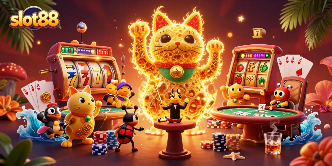 Menangkan jackpot maxwin di slot88 dengan simbol keberuntungan dan suasana kasino yang meriah.