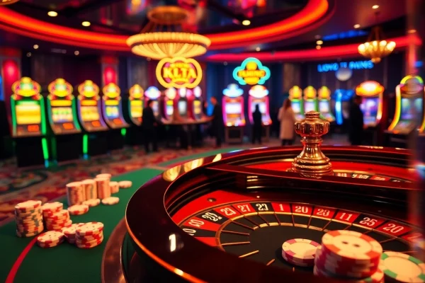 Experience thrilling gameplay at https://kuwinblog.com/ with colorful slot machines, roulette tables, and poker chips.