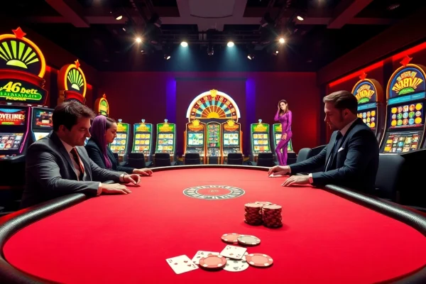 Players enjoying a thrilling poker game at i9bet's luxurious casino table.