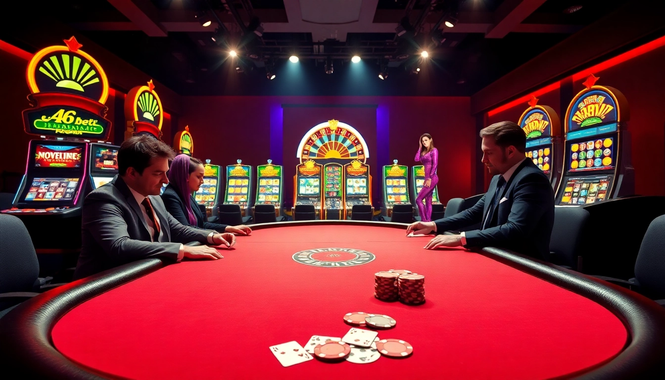 Players enjoying a thrilling poker game at i9bet's luxurious casino table.