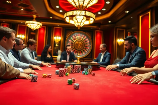 Experience the excitement of red88 at a luxurious casino poker table.