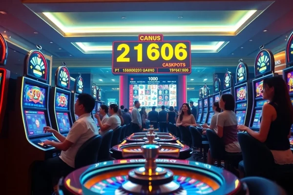 situs gacor attracting diverse players with vibrant slot machines and dynamic casino atmosphere