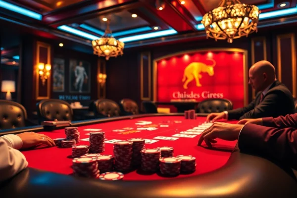 The official hidden wiki showcases a thrilling poker game with chips and cards in a luxurious casino setting.