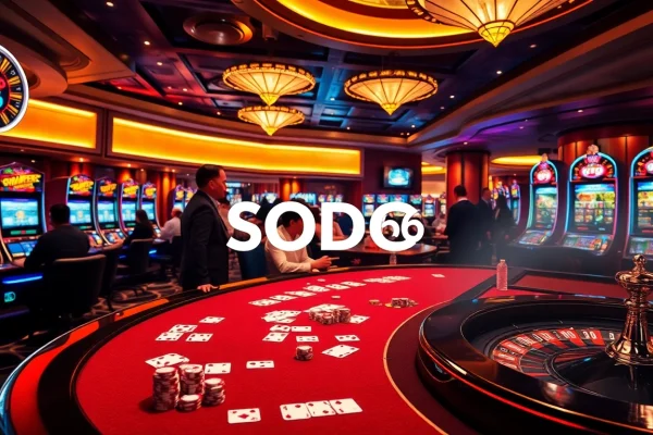 Experience the excitement of gambling at SODO 66 with vibrant casino tables and thrilling games.