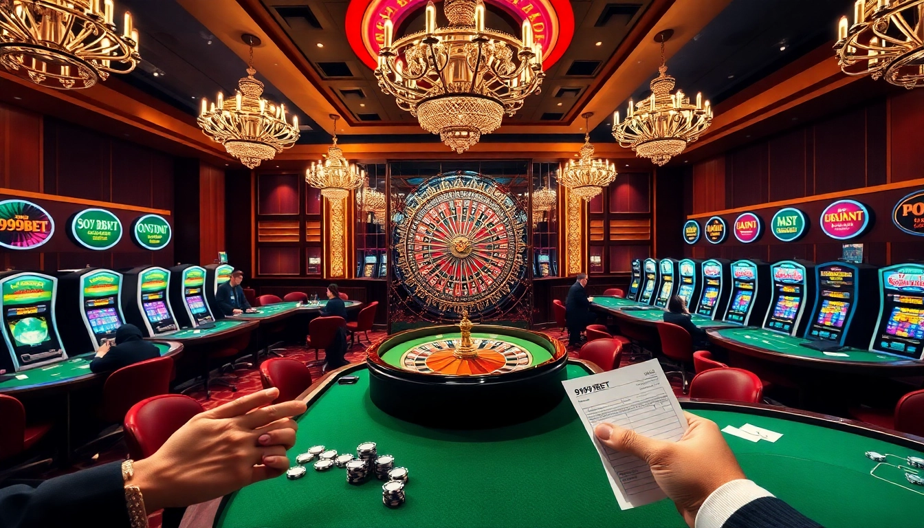 Experience thrilling gameplay at 999BET with vibrant casino tables and exciting slot machines.