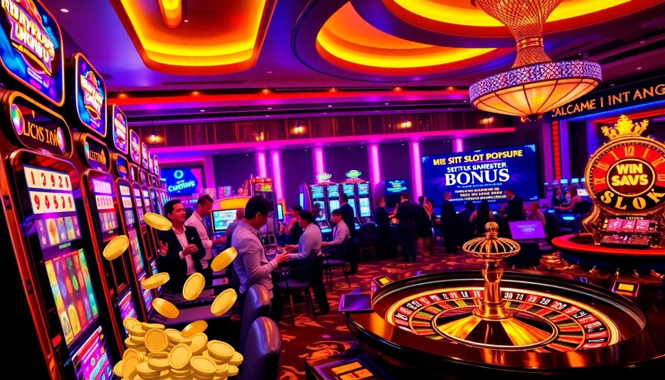 Experience the excitement of situs slot bonus new member with winning players and vibrant casino elements.