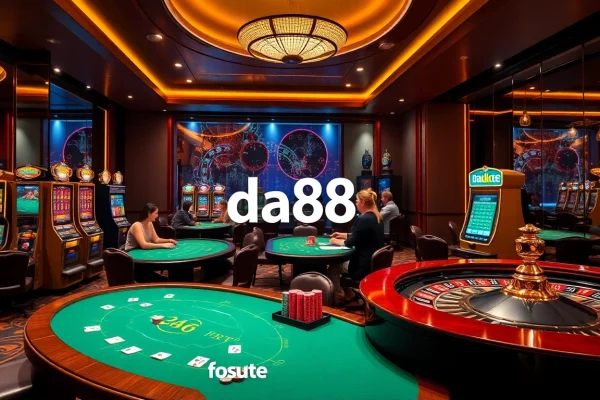 Players enjoying thrilling games at da88 casino, featuring roulette, poker, and vibrant slots.