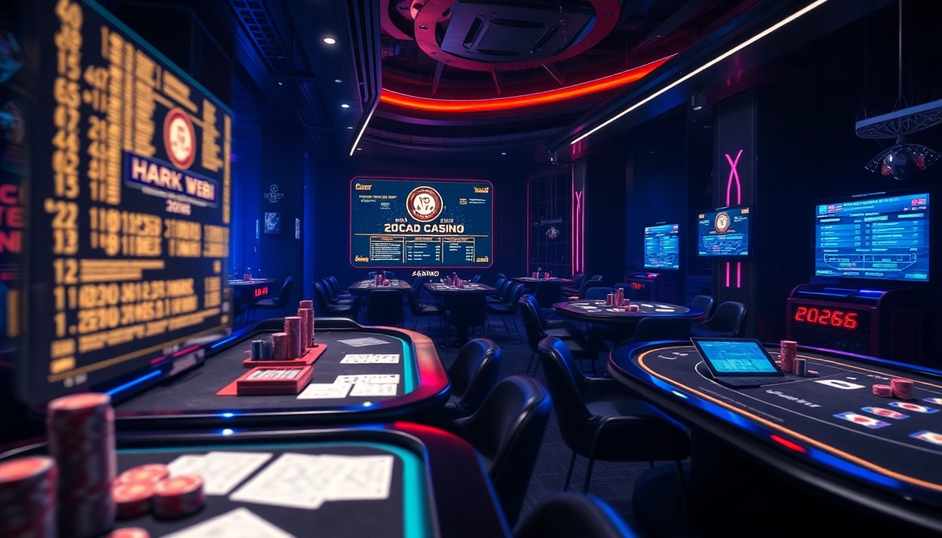 The hidden wiki 2026 illustrated in a luxurious dark web casino setting filled with digital gambling elements.