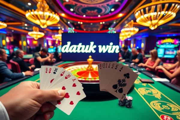 Rasakan sensasi kemenangan Datuk Win di kasino yang meriah dengan rolet dan kartu kemenangan.