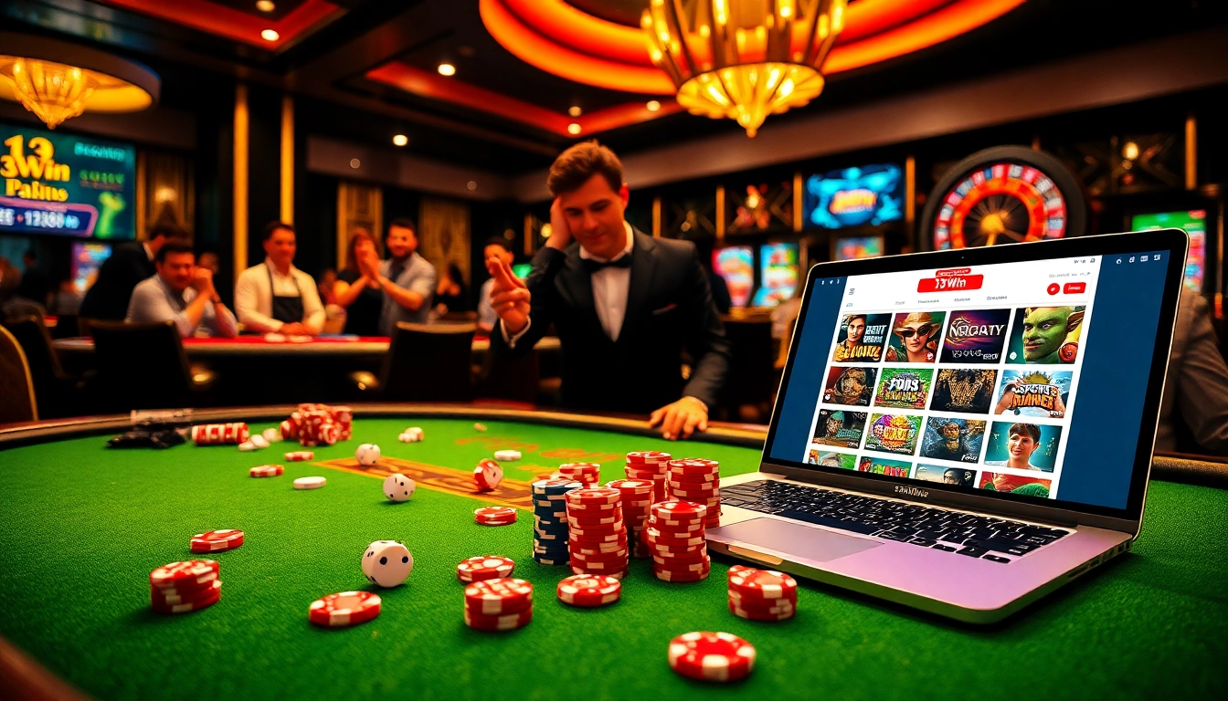 Players enjoying a thrilling poker game at 13Win casino, showcasing excitement and professional gaming.