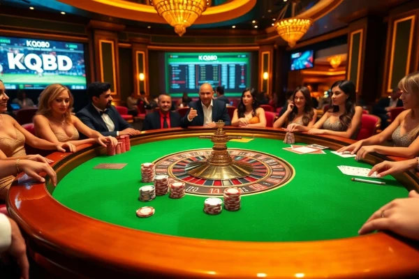 Experience the excitement of KQBD in a vibrant casino with roulette and live sports scores.