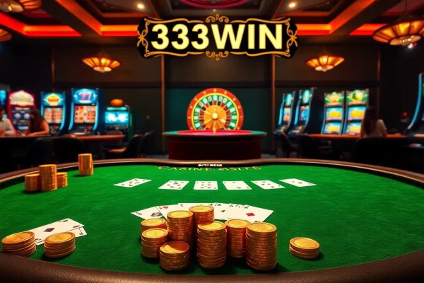 Experience the thrill of 33WIN at a luxurious blackjack table surrounded by eager players.