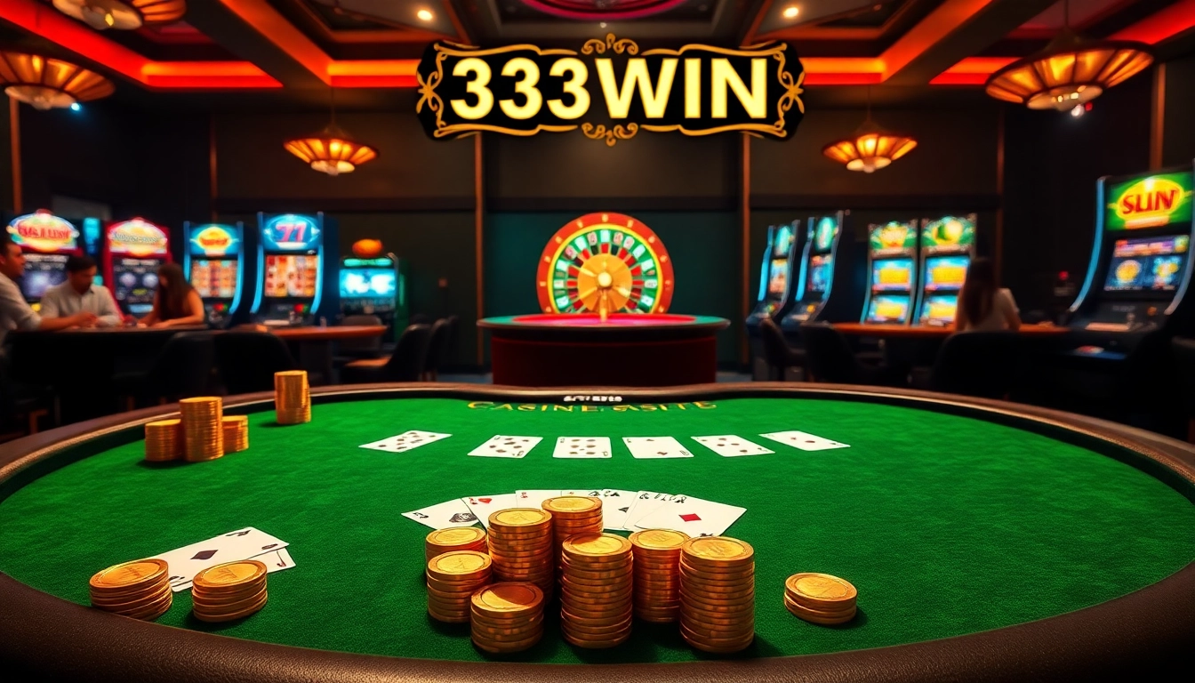 Experience the thrill of 33WIN at a luxurious blackjack table surrounded by eager players.