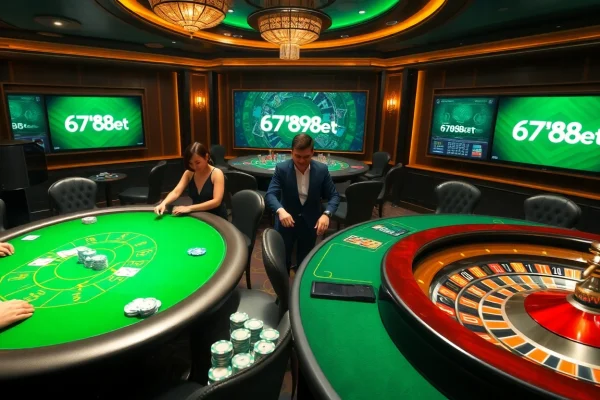 A thrilling high-stakes poker scene at a luxurious casino representing 6789bet.