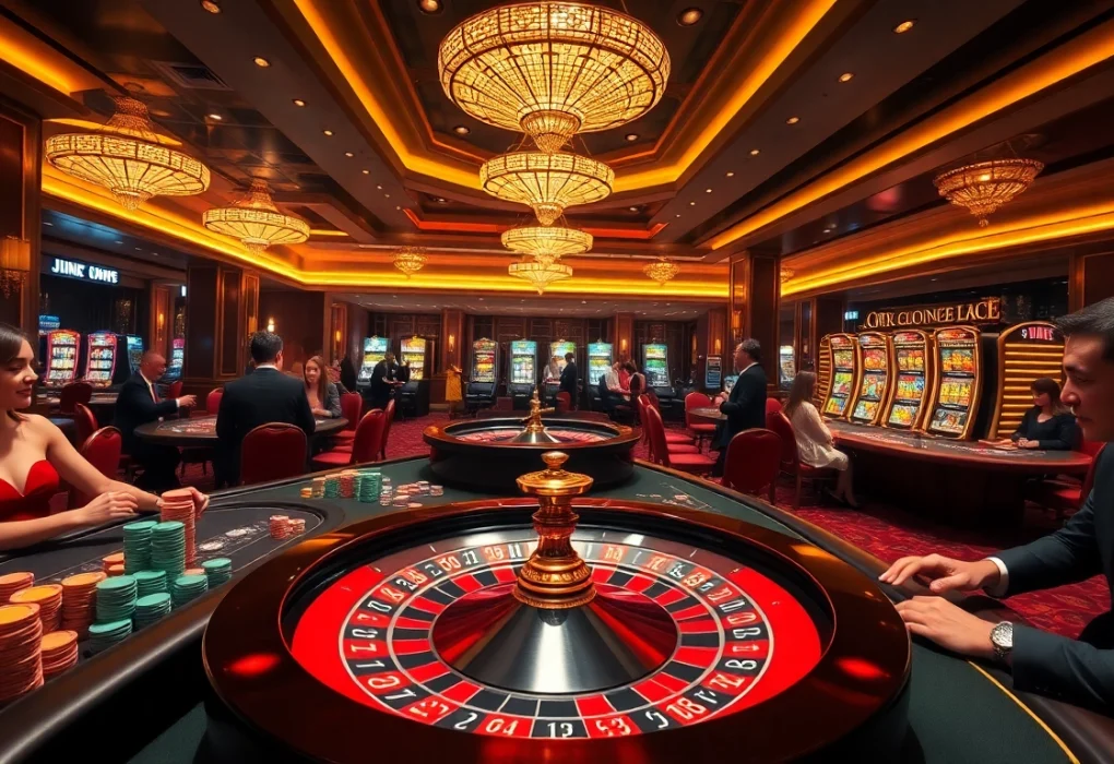 Experience the excitement of Jun888 with vibrant casino games and elegant players at the tables.