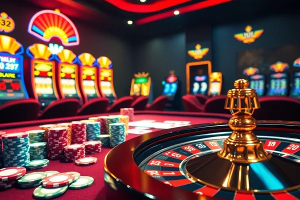 Experience thrilling online gaming with leci123's vibrant poker table and casino ambiance.